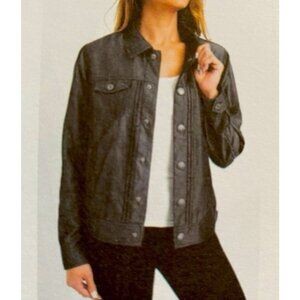 Tahari Black Womens  Jean Jacket Gray Steel XL Extra Large Washable Unlined